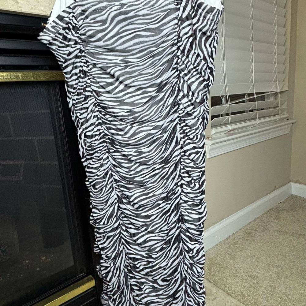 Zebra Print Ruched Dress
